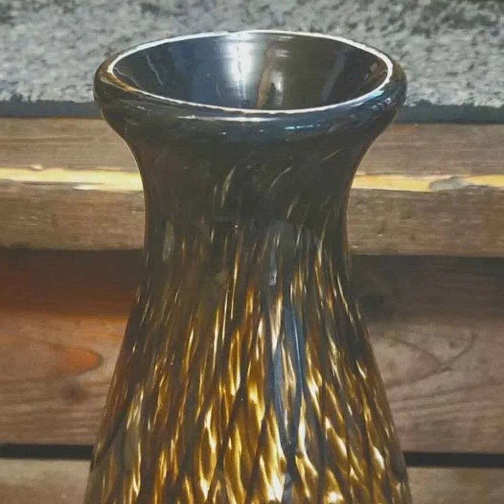 Vase, Vinci by Dynasty Gallery, Brown Black Cased Art Glass